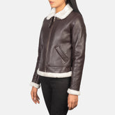 Zesen Maroon Leather Bomber Jacket